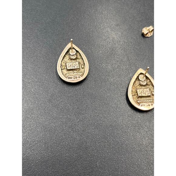 Carolyn Pollack Sterling Silver Inlaid Coral Lapis Lazuli‎ Malachite Earrings - Picture 6 of 10